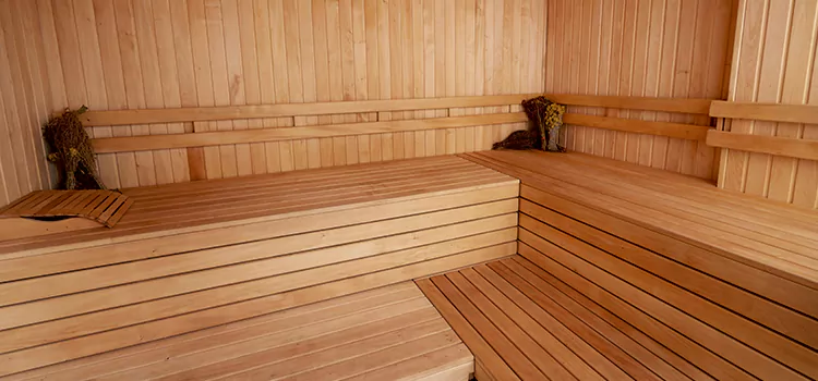 Spruce Wood Sauna Interior Construction in Newcastle, Ontario